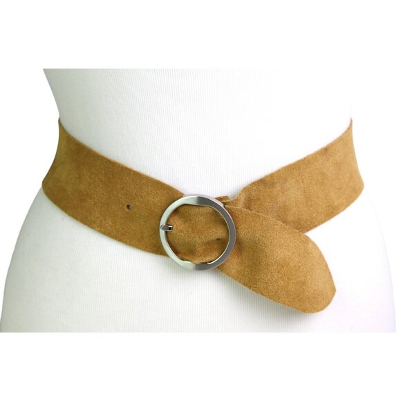 Banana Republic BEIGE REAL LEATHER SUEDE 2"Wd CASUAL DRESS WOMEN'S BELT Sz S(A70 - Picture 1 of 12
